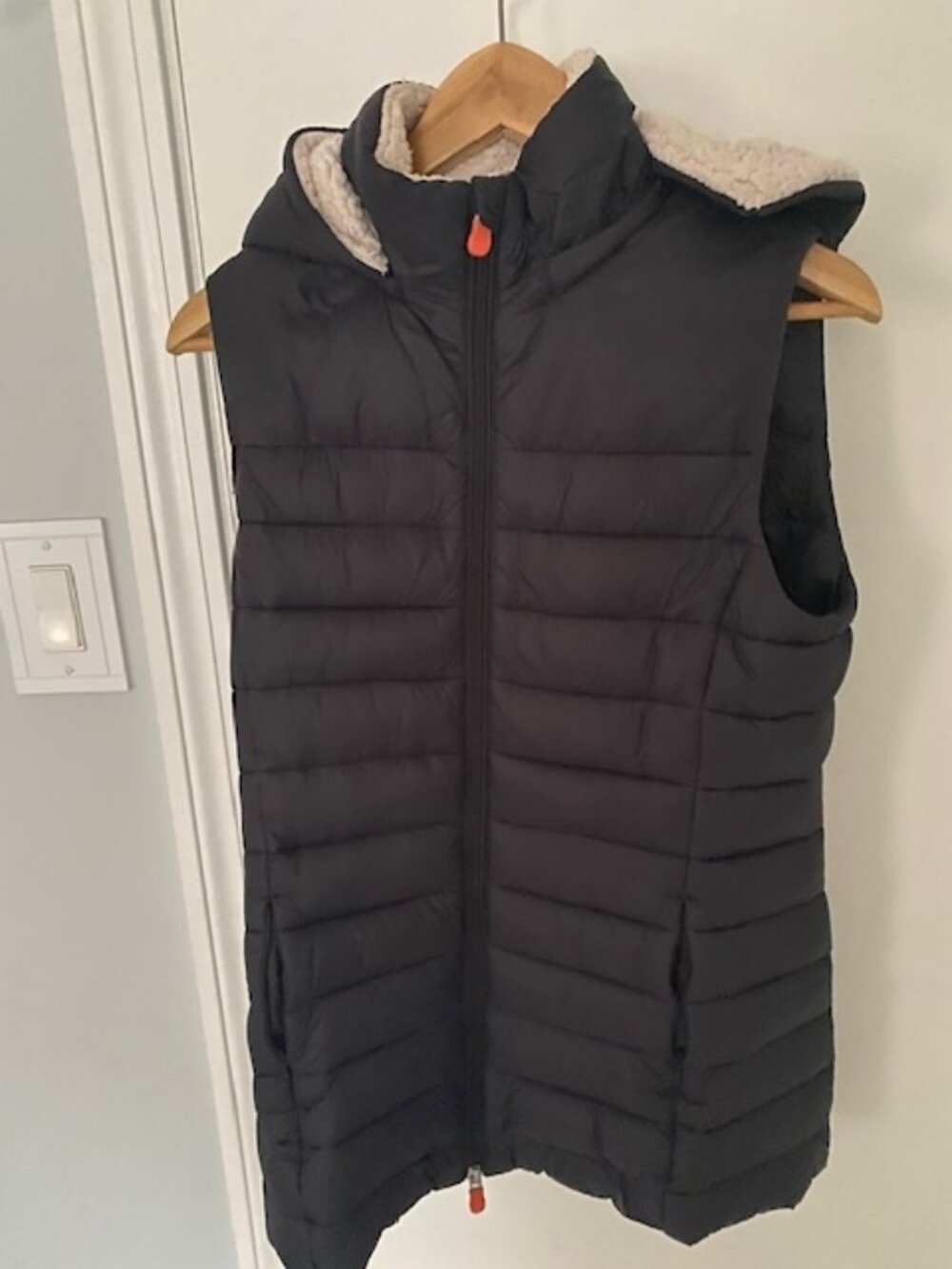 Save The Duck Gilet Vest Black Sherpa Hood Size 0/XS